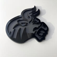 Custom 3D Badge Bull Angry logo Fender Badges Emblem Grey and Black 4