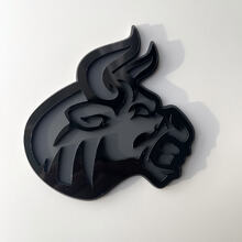 Custom 3D Badge Bull Angry logo Fender Badges Emblem Grey and Black 5