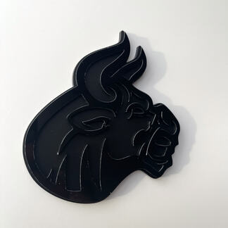 Custom 3D Badge Bull Angry logo Fender Badges Emblem Black and Black