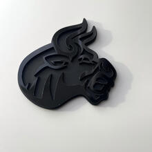 Custom 3D Badge Bull Angry logo Fender Badges Emblem Black and Black 3