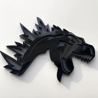 Custom 3D Badge Godzilla Angry logo Fender Badges Emblem Gray and Black 1