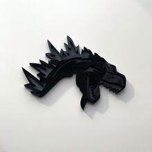 Custom 3D Badge Godzilla Angry logo Fender Badges Emblem Gray and Black 3