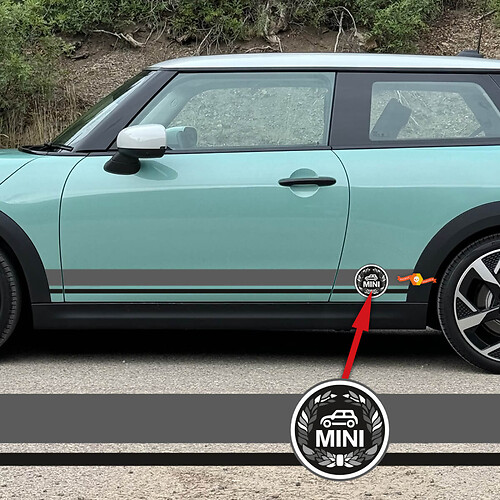 Pair Mini Cooper Two Color Stripes Graphics Doors Side Decal Sticker