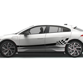 Jaguar I Pace Side Checkered Stripe Graphics Doors decal Logo Lines sticker 1