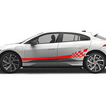 Jaguar I Pace Side Checkered Stripe Graphics Doors decal Logo Lines sticker 2