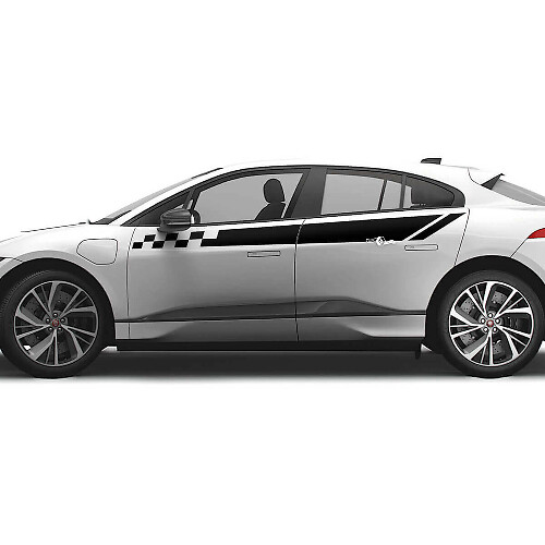 Flag Side Checkered Graphics Doors Decal Stripe Sticker 2 For Jaguar I Pace 