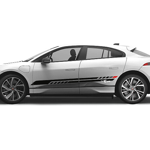 Jaguar I Pace Side 2 Colors Modern Stripes Graphics Doors decal Logo Lines sticker