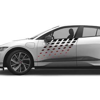 Jaguar I-Pace Side Doors Gradient Checkered Color Stripes Graphics decal Logo sticker