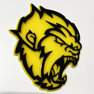 Angry Yeti Sasquatch Bigfoot 3D Badge Gloss Yellow vs Gloss Black Fender Badges Emblem 1