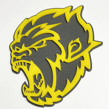 Angry Yeti Sasquatch Bigfoot 3D Badge Gloss Yellow vs Grey Fender Badges Emblem 2