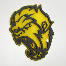 Angry Yeti Sasquatch Bigfoot 3D Badge Grey vs Yellow Fender Badges Emblem 2