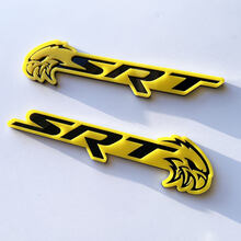 SRT Trackhawk 3D Badge Gloss Yellow vs Gloss Black Fender Badges Emblem 2