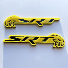 SRT Trackhawk 3D Badge Gloss Yellow vs Gloss Black Fender Badges Emblem 4