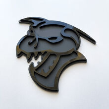 Demoncat Demon 3D Badge Black vs Grey Fender Badges Emblem 2