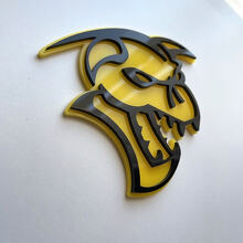 Demoncat Demon 3D Badge Black vs Yellow Fender Badges Emblem 3