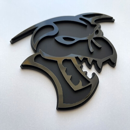 Demoncat Demon 3D Badge Black vs Black Fender Badges Emblem 1