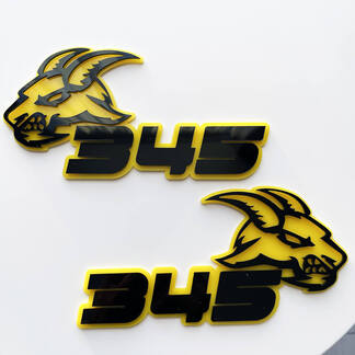 Goat 345 HEMI 3D Badge Black vs Yellow Fender Badges Emblem