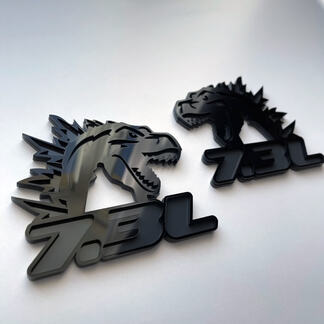 Godzilla 7.3L MEGAZILLA Ford Performance 7.3L 3D Badge Black vs Grey Fender Badges Emblem