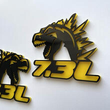 Godzilla 7.3L MEGAZILLA Performance 7.3L 3D Badge Black vs Yellow Fender Badges Emblem 4