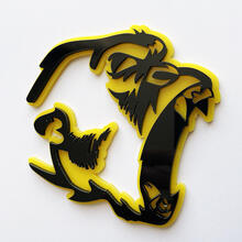 Gorilla Angry 3D Badge Black vs Yellow Fender Badges Emblem 3