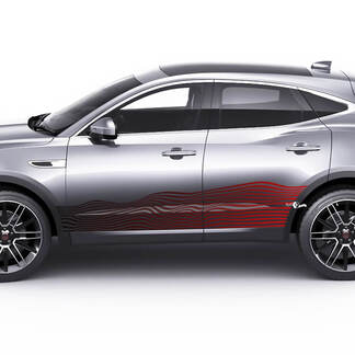 Pair Jaguar E-Pace Wave Side Doors Logo Stripe Colored Gradien Graphics Decal Logo Sticker