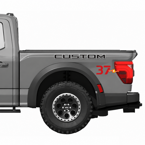 CUSTOM 37 Outlined Lettering Bedside Vinyl Decal Sticker for Ford F-150 Raptor 2024-2026