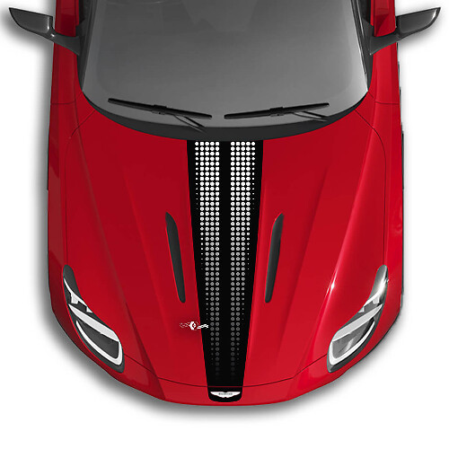 Hood Aston Martin DB11 Stripe Checkerboard Flag Vinyl Decals Stickers - 2 Colors Gradien