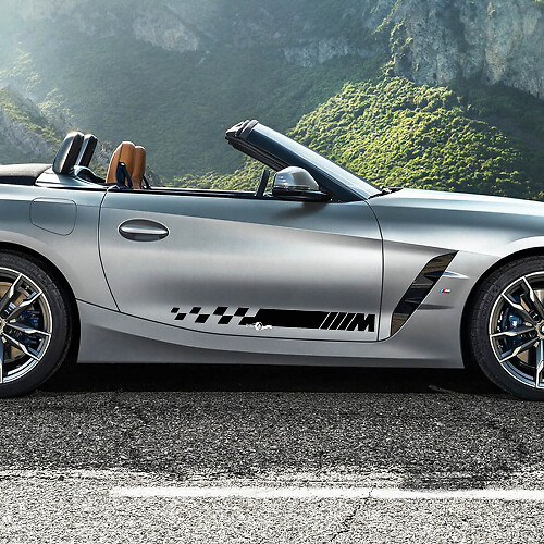 Side Door Checkered Stripes with M Logo BMW Z4 Vinyl Decal Sticker