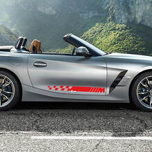 Side Door Checkered Stripes with M Logo BMW Z4 Vinyl Decal Sticker 2