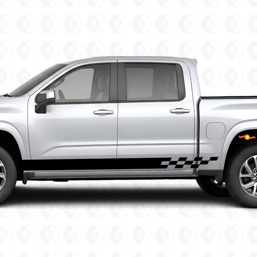 Checkered Lightning Door & Rocker Panel Vinyl Stripes for Chevrolet Silverado 1500 Next Generation 2027
