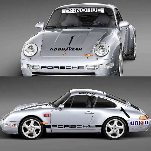 1974 Porsche 911 Racing Sticker Decal Set - Classic Vinyl Graphics for Restoration and Customization 3