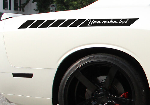 Custom Text Side Racing Stripe Decals Pair