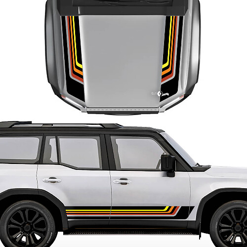 Retro Hood and Side Stripes Vinyl Decal Kit for Toyota Land Cruiser 2024 