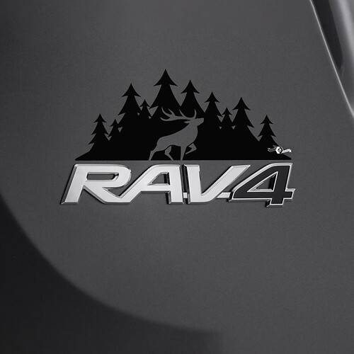 Mountains Deer Decal Sticker Over Rear Toyota Rav4 Badge 1