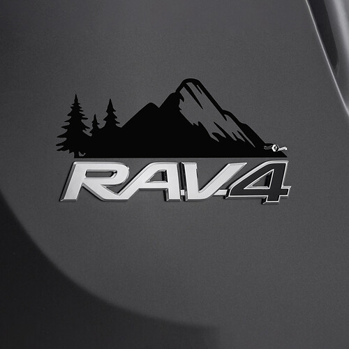 Mountains Trees Decal Sticker Over Rear Toyota Rav4 Badge 1