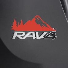 Mountains Trees Decal Sticker Over Rear Toyota Rav4 Badge 2