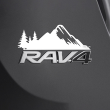 Mountains Trees Decal Sticker Over Rear Toyota Rav4 Badge 3