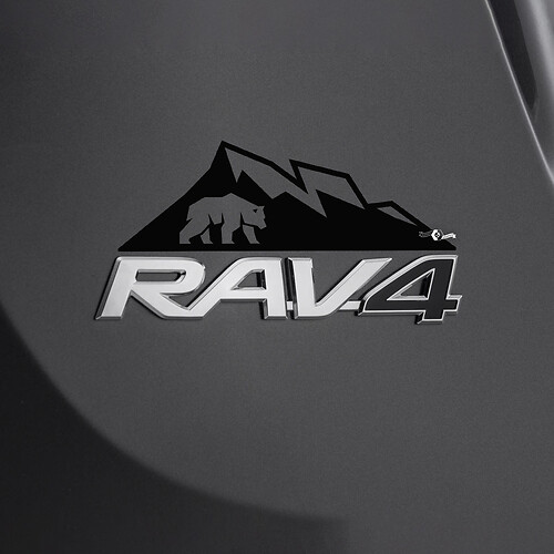 Mountains Beer Decal Sticker Over Rear Toyota Rav4 Badge