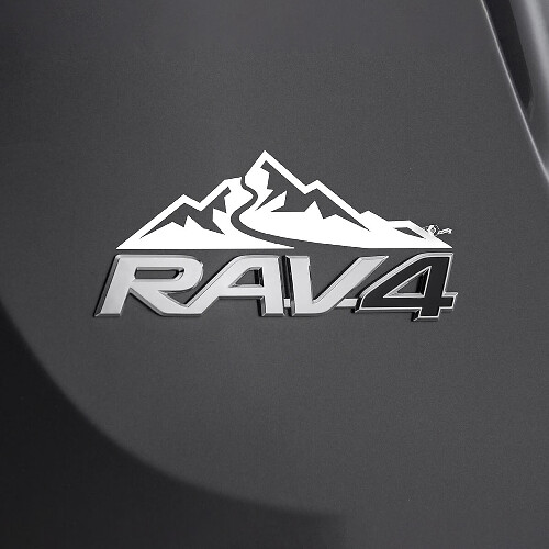 Mountains Decal Sticker Over Rear Toyota Rav4 Badge