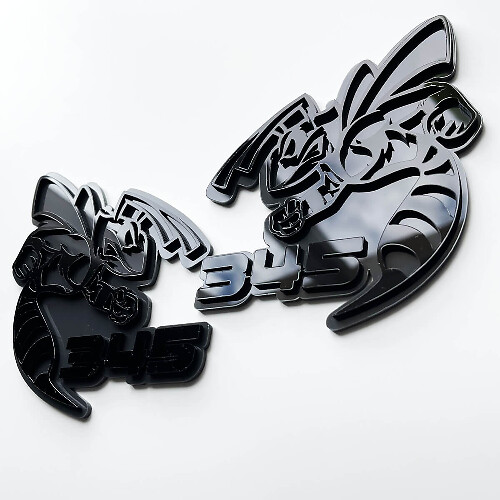 Hornet Bee 3D Badge - Custom Fender Badges Emblem for Cars & Trucks Black and Grey
