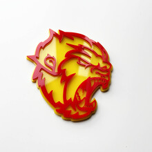 Angry Yeti Sasquatch Bigfoot 3D Fender Badges Emblem Yellow vs Red 3