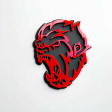 Angry Yeti Sasquatch Bigfoot 3D Fender Badges Emblem Grey vs Red 2