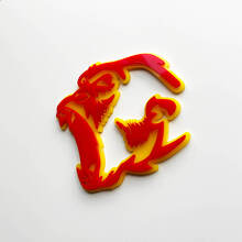 Gorilla Angry 3D Badge Fender Badges Emblem Red vs Yellow 2