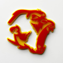 Gorilla Angry 3D Badge Fender Badges Emblem Red vs Yellow 4