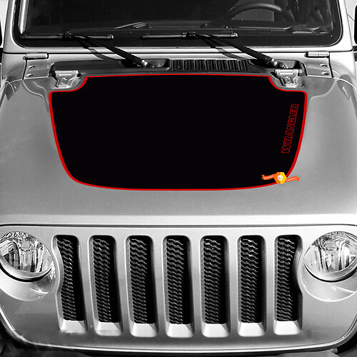 Hood Wrangler Decal with Red outline fit to Jeep Wrangler
