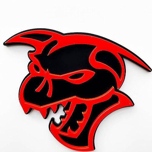 Demon 3D Badge Fender Badges Emblem Black vs Red
