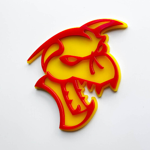Demon 3D Badge Fender Badges Emblem Yellow vs Red