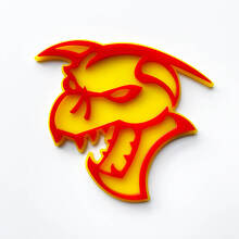 Demon 3D Badge Fender Badges Emblem Yellow vs Red 4