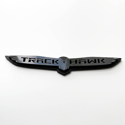 Trackhawk 3D Badge - Custom Fender Emblem for Jeep Trackhawk Black vs Grey