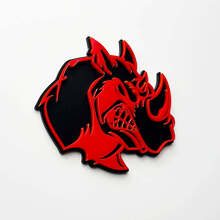 3D Rhino Angry Logo Badge - Custom Fender Emblem for Cars Trucks and SUVs Red vs Black 2